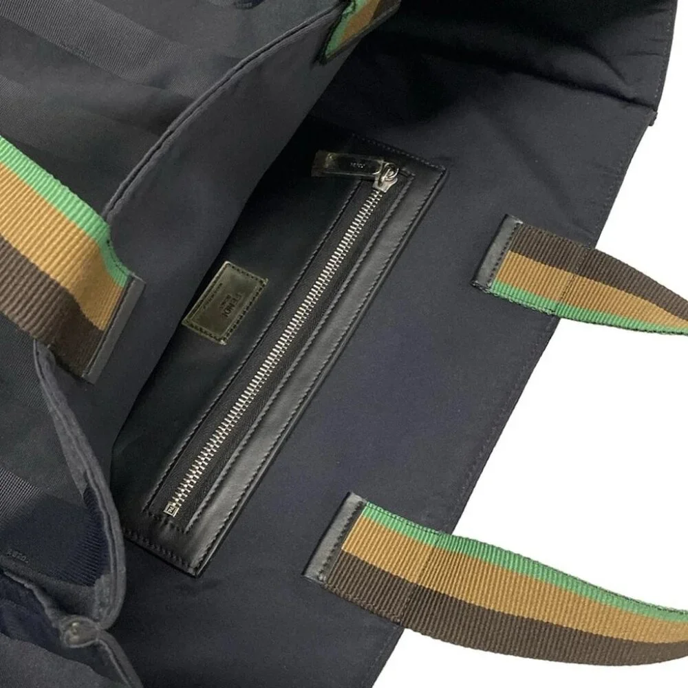 Auth FENDI Pecan Black Dark Brown Multi Jacquard Leather Tote Bag - Picture 11 of 15